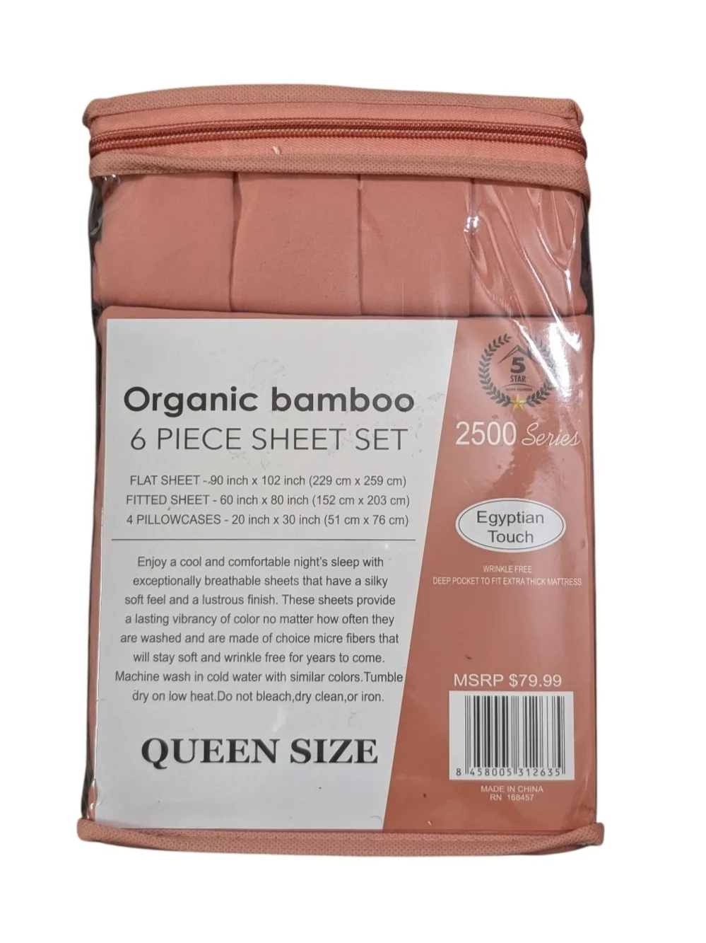 Organic Bamboo Ultra Plush Queen Size Sheet Set - Coral